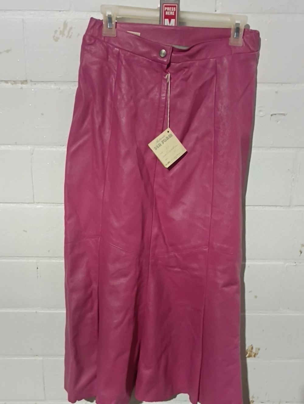 Women's Hot Pink Leather Maxi Skirt with Front Zip